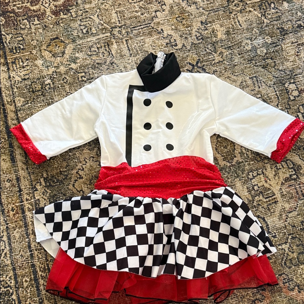 Kids Chef Costume with Red and Black Checkered Skirt